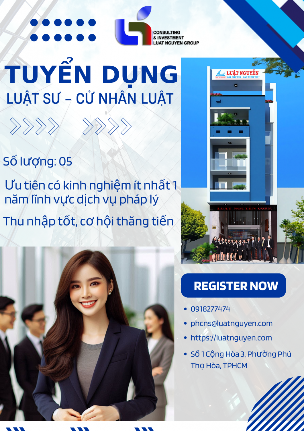 tuyể dụng chuyên viên tư vấn, thư ký luật sư
