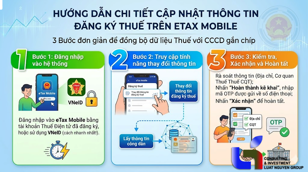 Hướng dẫn cập nhật thông tin đăng ký thuế trên eTax Mobile