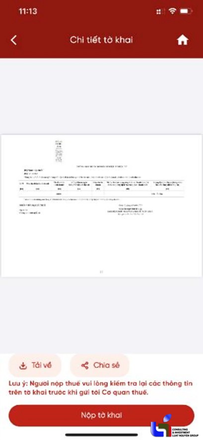 thong bao tai khoan ngan hang tren etax mobile 9