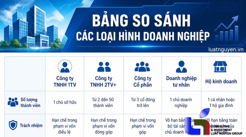 Nên thành lập loại hình doanh nghiệp nào? So sánh để chọn đúng
