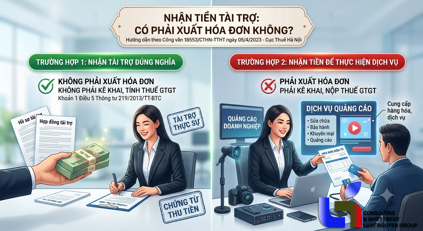 Nhận tiền tài trợ có phải xuất hóa đơn không?