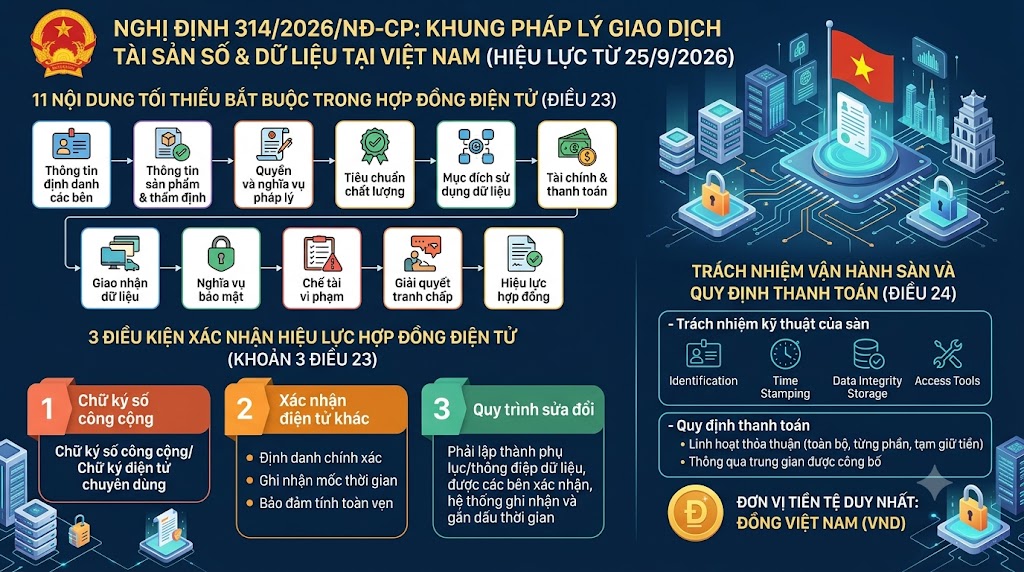 Giao kết hợp đồng điện tử trên sàn dữ liệu theo Nghị định 314/2026/NĐ-CP