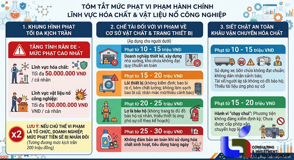 Tăng mạnh mức xử phạt vi phạm an toàn hóa chất và vật liệu nổ công nghiệp