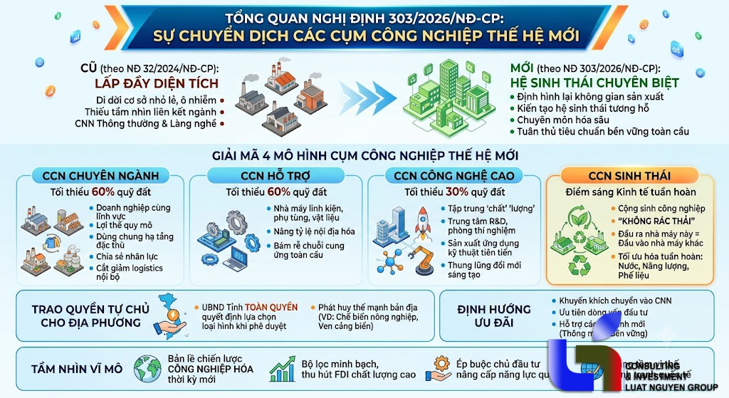 Nghị định 303/2026/NĐ-CP: Đột phá 4 mô hình cụm công nghiệp