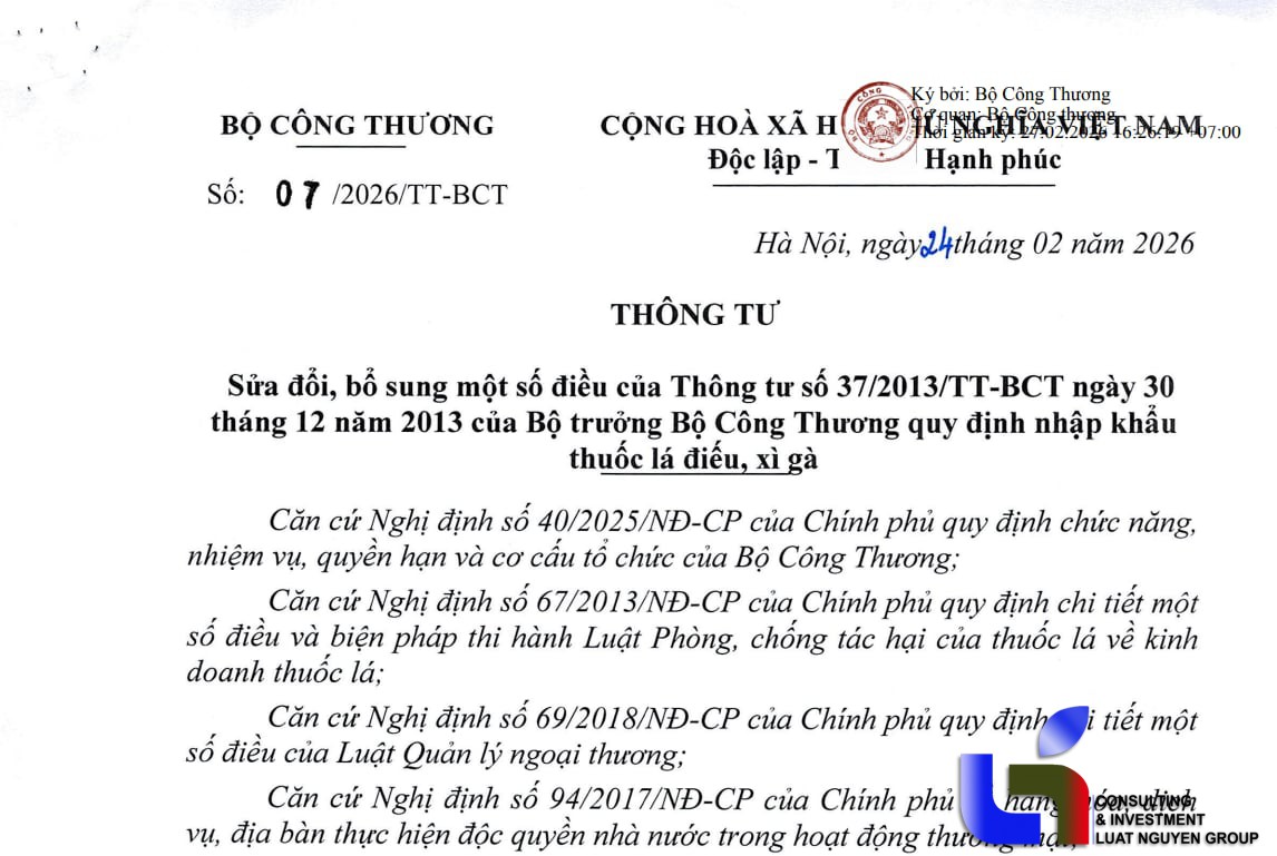 Thông tư  07/2026/TT-BCT