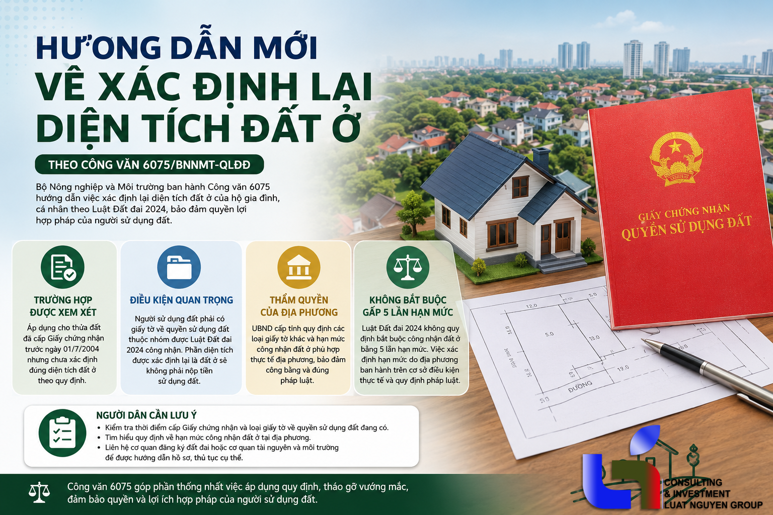 Hướng dẫn mới về xác định lại diện tích đất ở