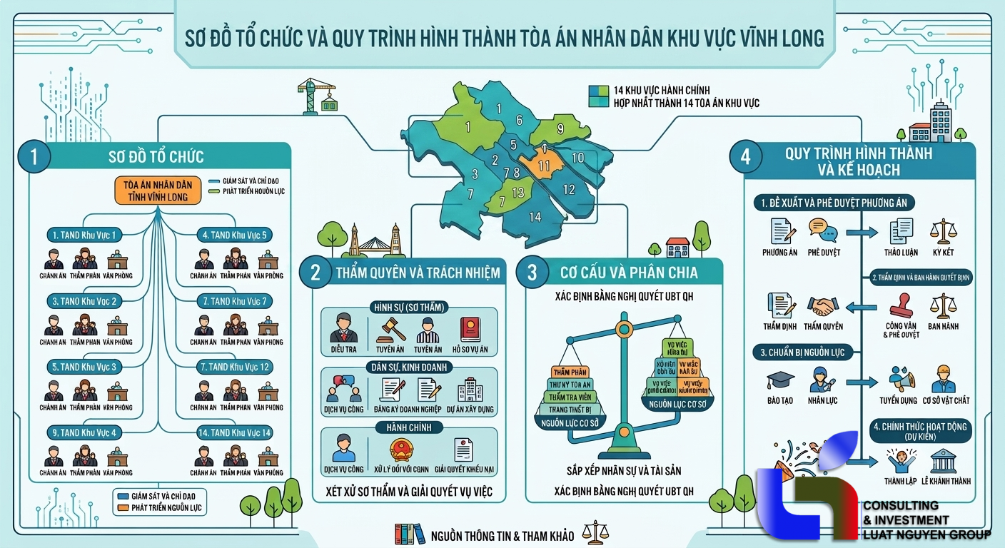 Danh sách 14 tòa án nhân dân khu vực thành phố Vĩnh Long sau sáp nhập