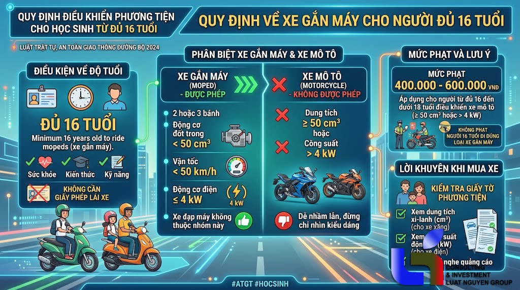 Học sinh 16 tuổi được chạy xe gì từ ngày 15/8/2026?