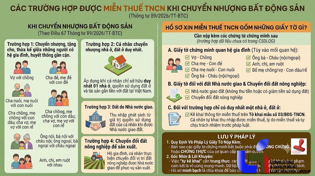 Các trường hợp được miễn thuế TNCN khi chuyển nhượng đất mới nhất 2026