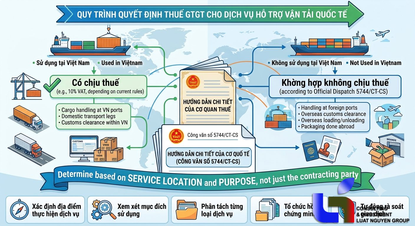 Dịch vụ hỗ trợ vận tải quốc tế có chịu thuế GTGT?