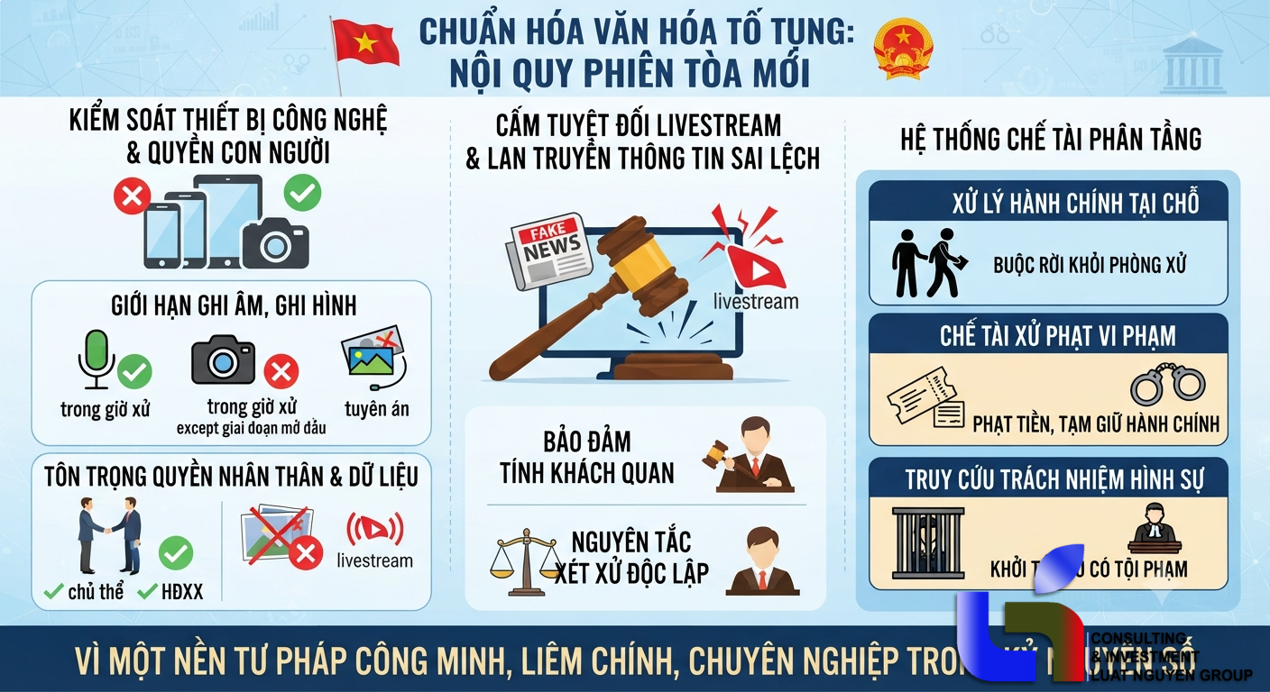 Siết quy định ghi âm, ghi hình tại tòa từ 01/8/2026
