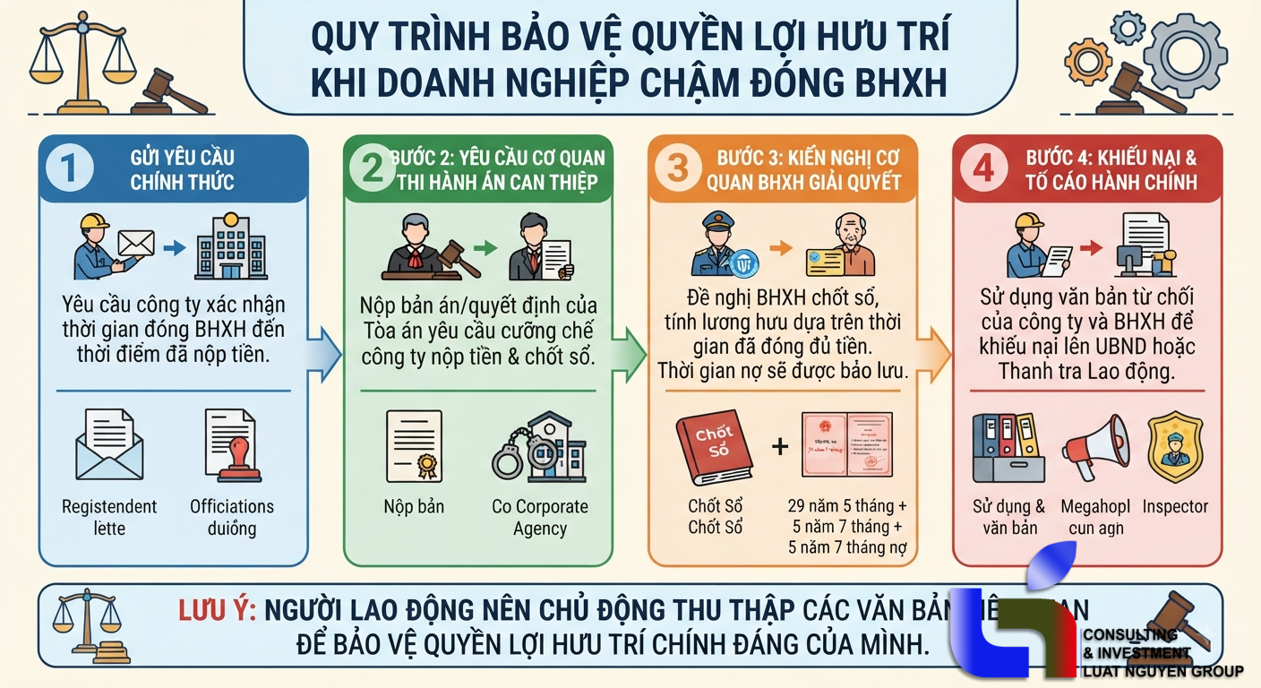 Doanh nghiệp nợ BHXH cản trở hưởng lương hưu: Giải pháp pháp lý