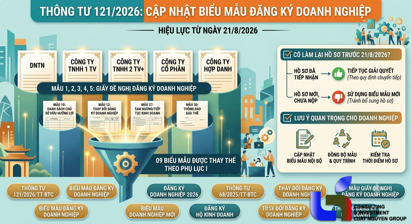 Thông tư 121/2026: Cập nhật biểu mẫu đăng ký doanh nghiệp