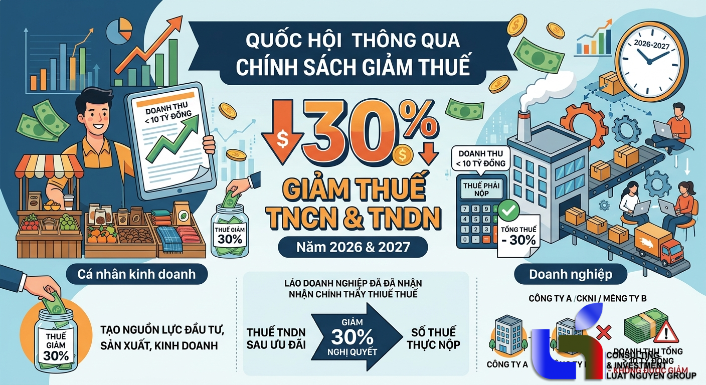 Giảm 30% thuế TNCN, TNDN trong năm 2026 và 2027