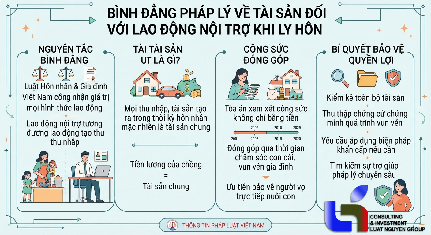 Ly hôn khi vợ ở nhà nội trợ: Quyền chia tài sản ra sao