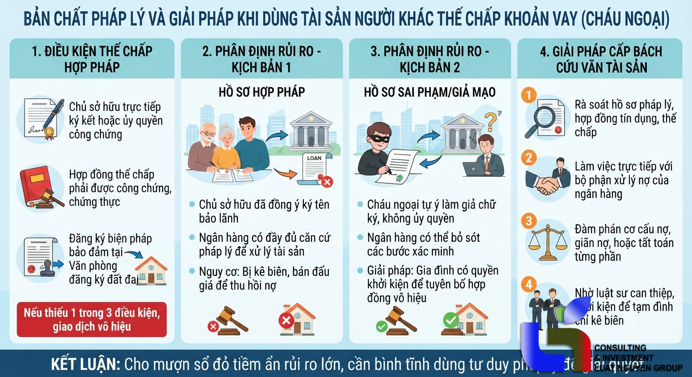 Cho cháu mượn sổ đỏ vay ngân hàng làm ăn thua lỗ: Đất của ông bà có mất