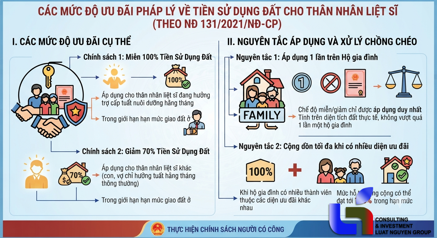 Chính sách miễn giảm tiền sử dụng đất cho thân nhân liệt sĩ
