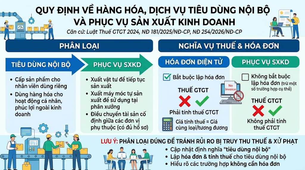 Hàng hóa tiêu dùng nội bộ: Khi nào phải lập hóa đơn, tính thuế GTGT?