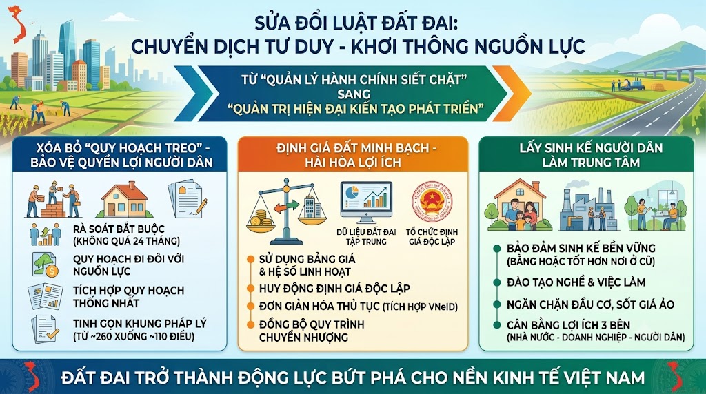 Sửa Luật Đất đai: Chuyển từ tư duy "quản cho chặt" sang quản trị khơi thông nguồn lực